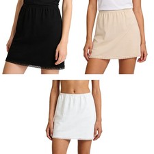 US Women Half Slips Thicken Underskirt Elastic Waistband Under Skirt w/Lace Slip