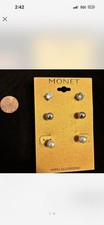 Monet Vintage Stub Earrings Set