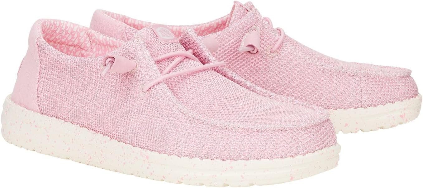 Hey Dude Wendy Sox Stretch Rosette Pink Women's Loafer Shoes NEW