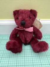 1990s RUSS Rhapsody Bear , Vintage 80s 90s Burgundy Plush Stuffed Bear NWT
