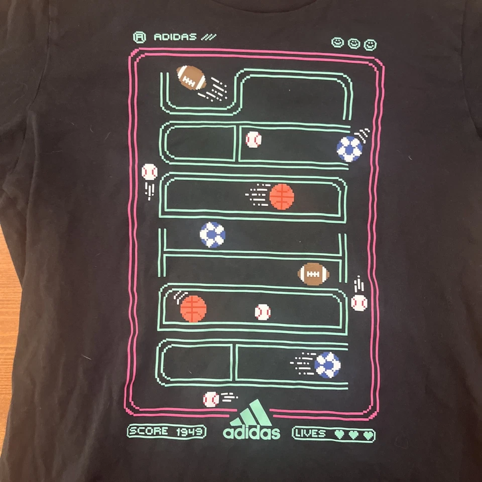 adidas Youth Size L 14/16 Neon Sports Retro Video Game Shirt - Image 2 of 4