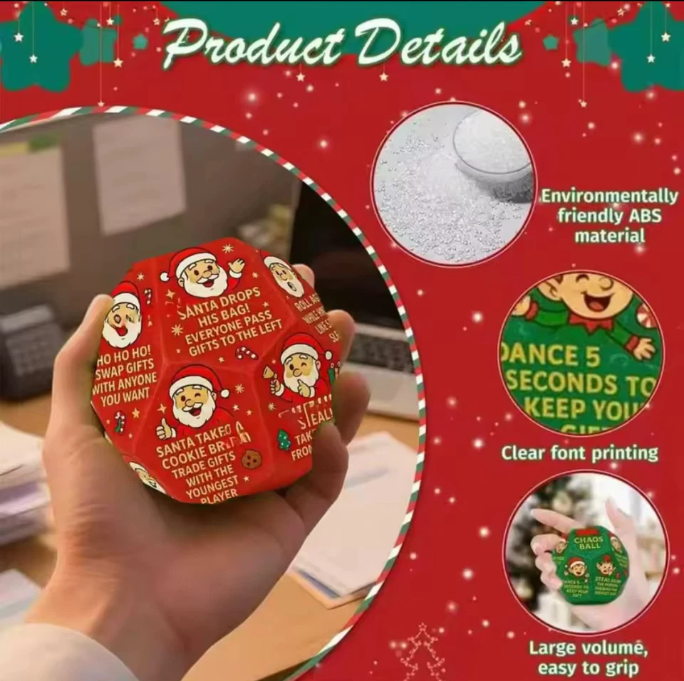 Christmas Gift Exchange Dice – 12-Sided Santa Swap Game Dice for Holiday Party - Image 4 of 4