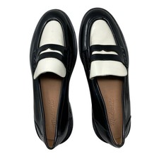 Madewell Loafers Womens 8.5 Black Ivory Leather Penny Slip On Chunky Vernon