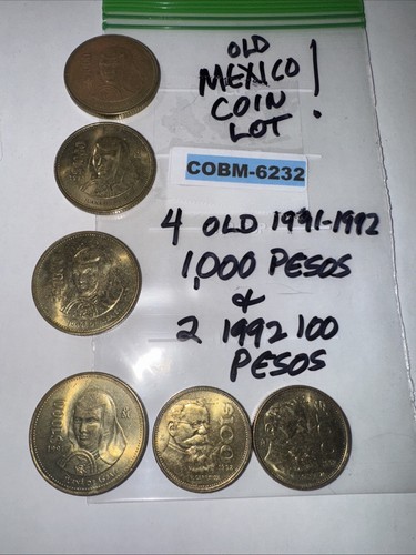Old Mexico Pesos Lot 1991-1992 1,000 Pesos and More COBM-6232 - Picture 3 of 17