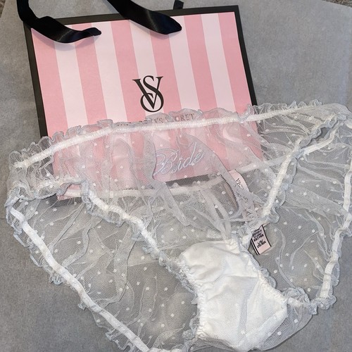 NWT Victorias Secret Bride White Lace Bow Panties Size L