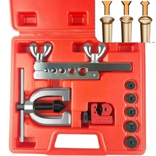 Brake Line Flaring Tool Kit, 3/16", 1/4", 5/16", 3/8" and 1/2” Double & Si
