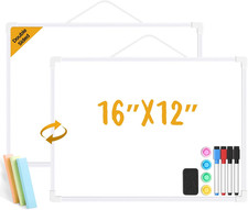 Small Dry Erase Board for Wall, 16" X 12" Double-Sided Hanging Whiteboard, Magne