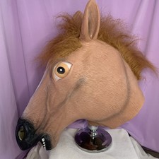 Halloween Cosplay Brown Animal Horse Head Mask Headgear