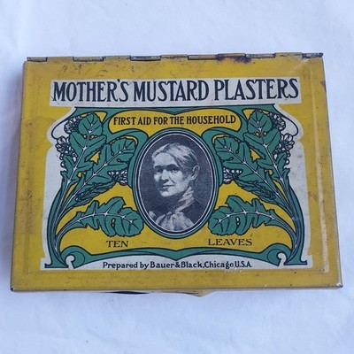 Mother's Mustard Plasters-First Aid 1900's Tin Box with plasters, Bauer & Black