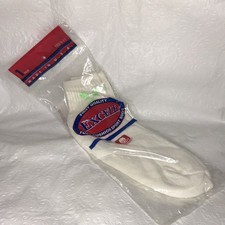Vintage Tennis Ankle Socks New White Green Cotton Excell USA Made Fits 9-11