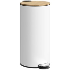 Image of HOMCOM Kitchen Bin, 30 Litre Pedal Rubbish Bin with Removable Bucket, White