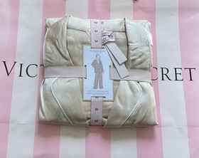 NEW Victoria&rsquo;s Secret Glazed Satin Long Pajama Set Pants Top Champagne Toast M