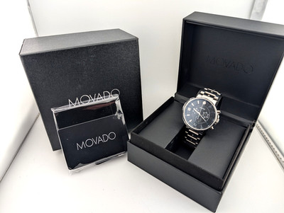 Movado Men s SE Pilot 42mm SS Chrono Silver/Blk Dial; #42.1.14.1225: Brand New