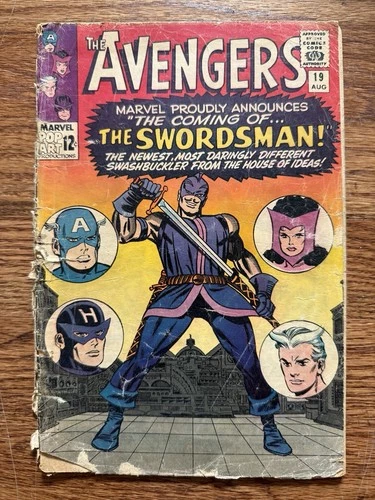 Vintage The Avengers (1965) "The Coming of The Swordsman" Marvel Comic Book #19