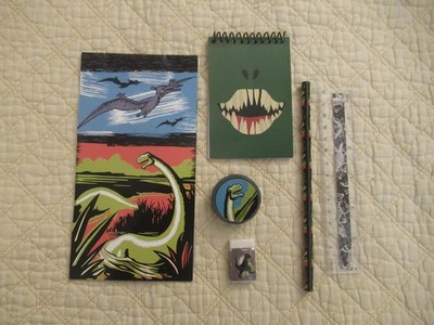 Dinosaur Mini School Supply Packet (Pencil, Sharpener, Eraser, Notepad, Ruler)