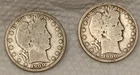 1900-P &1900-O  BARBER SILVER HALF DOLLARS (Lot of Two) $1.00 Face (Circulated)