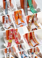 30 Multicolor Small 100 Silk Ribbon Scarf Kerchief Handbag Strap Scarf 2" x 34"