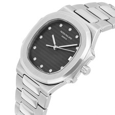 Patek Philippe Nautilus Quartz 33mm Black Dial Stainless Steel Watch 3900/1 B... 3