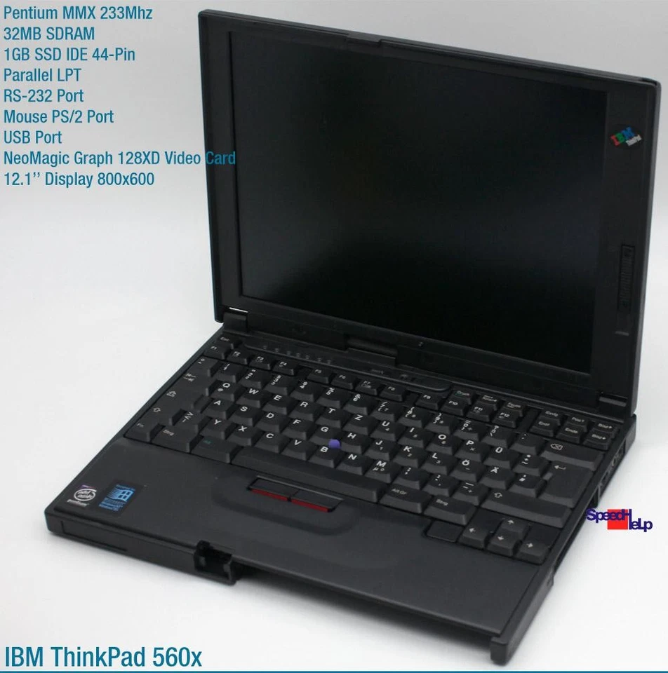Notebook IBM ThinkPad 560X Pentium MMX 1GB SSD 32MB Laptop Windows 95 Type: 2640 - Image 2 of 4