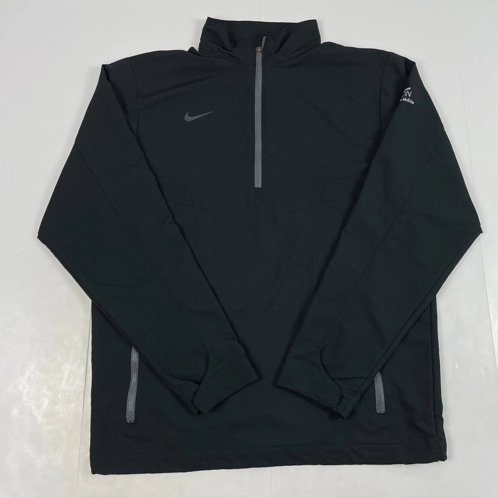 Nike Shirt Mens Small Black Dri Fit 1/4 Zip Pullover Golfing Running Workout Gym