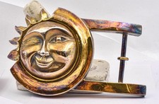 New old stock Gold Plate Sterling Silver B Kieselstein-Cord MENs SUN Belt Buckle