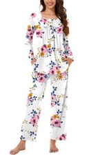 Womens Pajama Set Plus Size, 2 Piece Lounge Outfits Pleated Sleepwear Sets Lo...