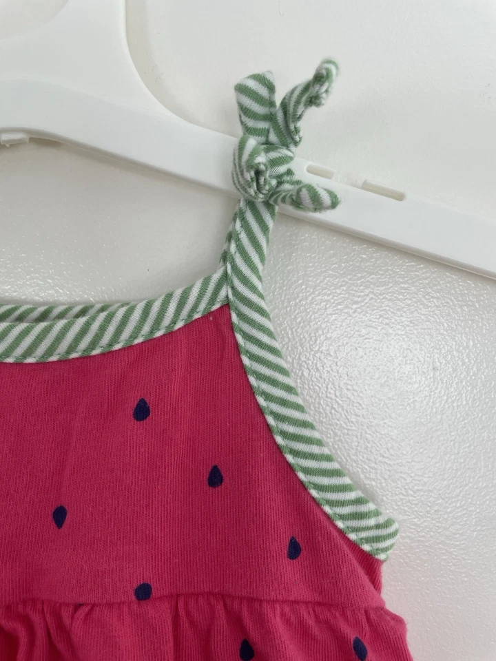 Lindo traje de sol Carter's bebé niña sandía 100 % algodón sin mangas rosa verde 9M Foto 4 de 4