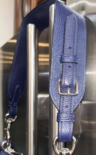 Coach JES Hobo Bag Wide Strap Blue Leather W/Green & Yellow Shoulder Purse Bag - Picture 4 of 10