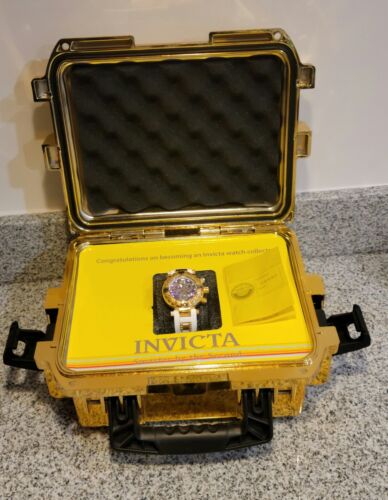 Invicta Subaqua Purple Watch w/ Abalone Dial - 38mm, White Band Gold Case
