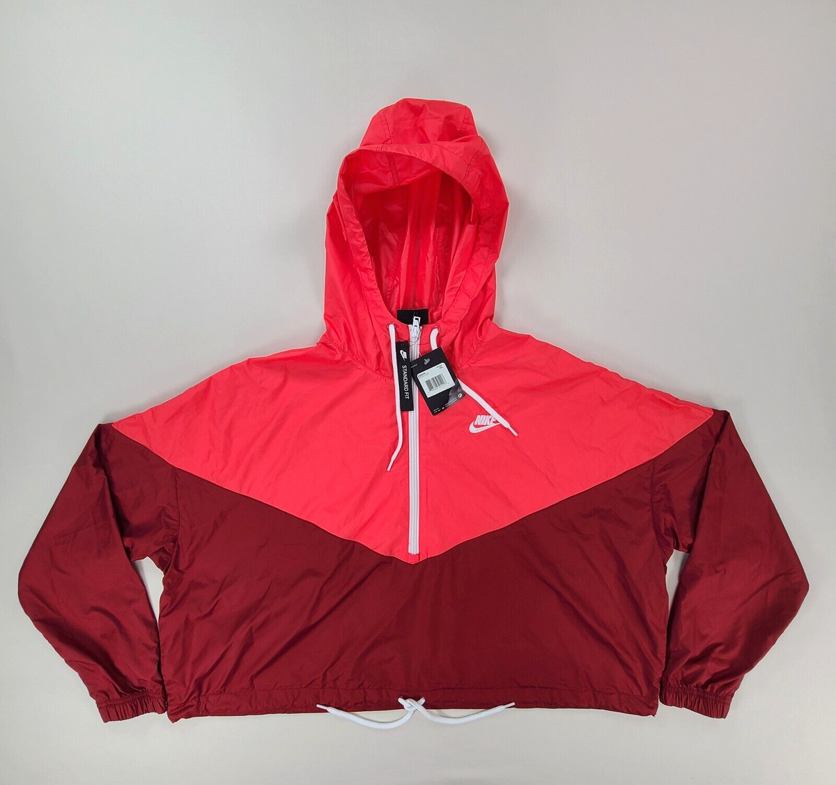 NIKE 赤 スポーツウェア クロップドジャケット 短丈ブルゾン 女性XXL Nike Womens Jacket Adult 2XL XXL Red Cropped Windbreaker