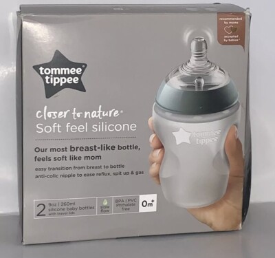Tommee Tippee Closer to Nature Soft Feel Silicone Baby Bottles 2 pack | New