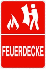 Feuerdecke Schild Symbol Hinweisschild Aufkleber selbstklebend 150x150mm