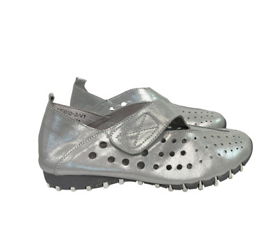 LITFOOT LF9010-3 Silver Leather Sneaker Athletic Shoe Sz 41, US 10.5-11 M