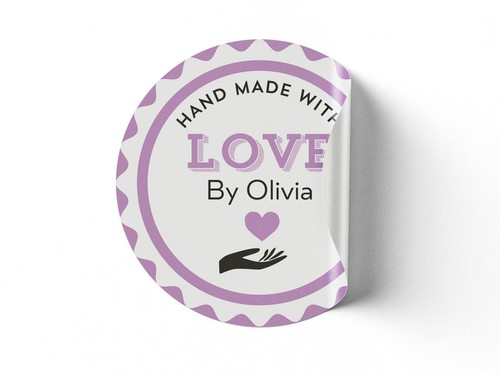 Handmade With Love Stickers Made Wiht Love Thank You Packaging Sticker With Name - Picture 7 of 13