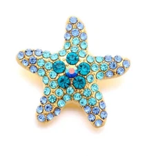 Snaps Jewelry Rhinestone Starfish Gold Base 18-20mm Fit Ginger Charm Accessories