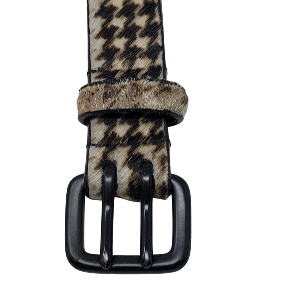 Cinturón de piel de cuero genuino Nanette Lepore pata de gallo guinga talla S marrón twee Foto 2 de 4