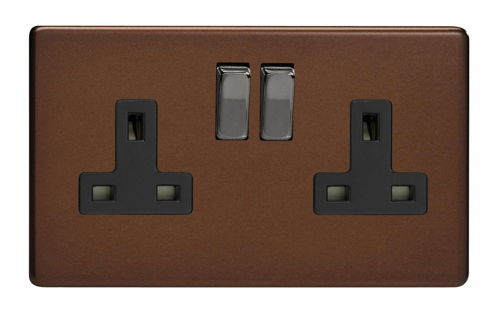 Varilight XDM5BS Screwless Mocha 2 Gang Double 13A Switched Plug Socket