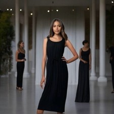 Women’s Dress NY Collection Jeweled Dress Black Sleeveless Evening Maxi Dress