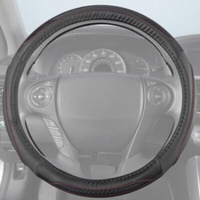 Carbon Fiber Synthetic Leather Steering Wheel Cover Medium In Redblack