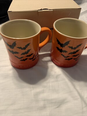 Le Creuset Halloween Orange Bat Mug Set of 2