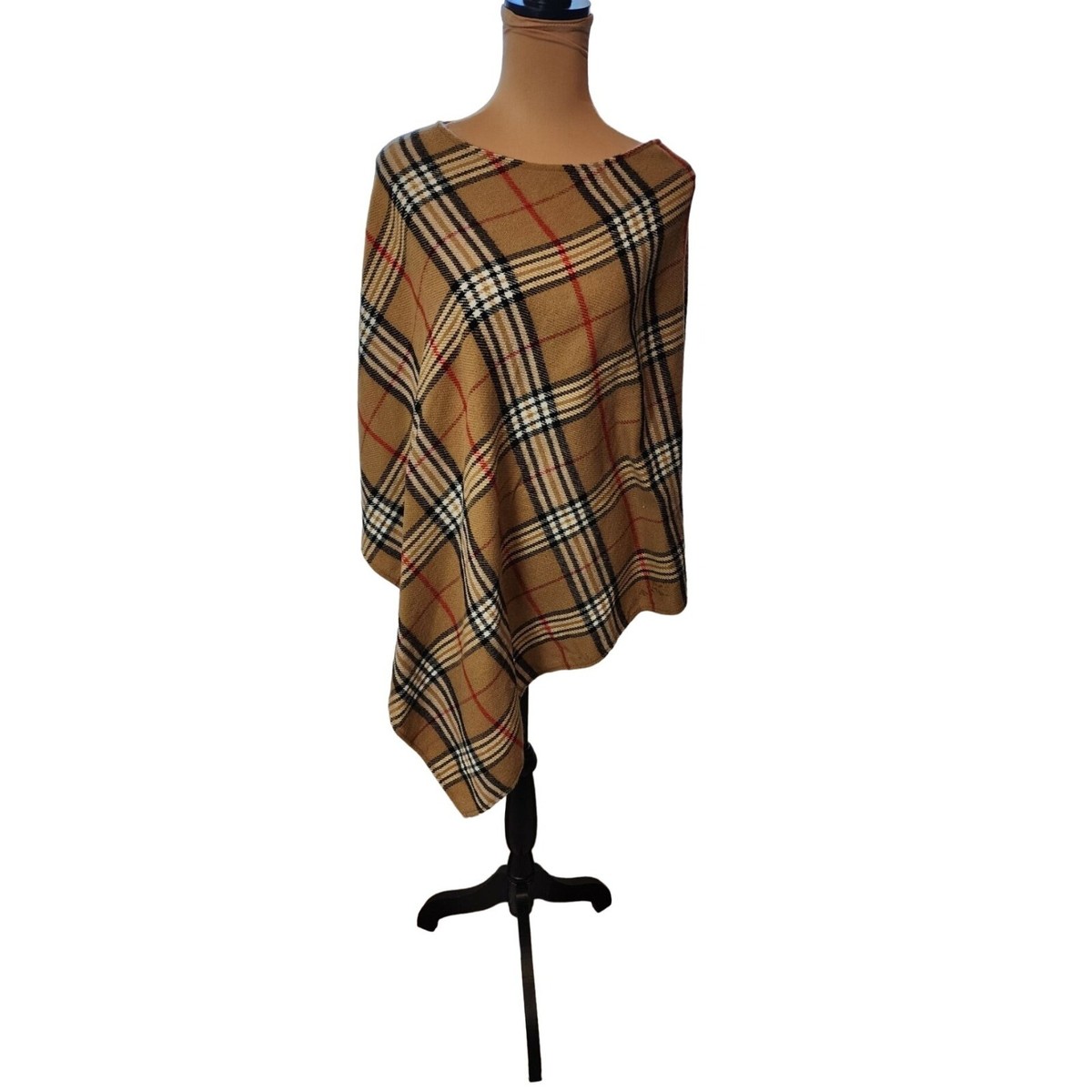 V.Fraas Acrylic Poncho Style Plaid Outerwear, One Size | eBay