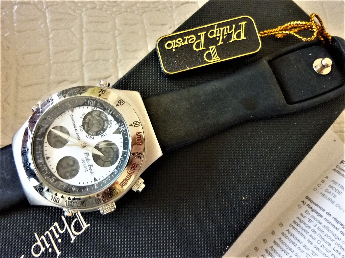 Montre PHILIP PERSIO Multifonctions édition Limitée 2010 - Homme - Acier/Silicone - Neuf étiqueté