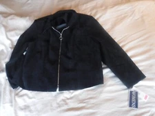 allison-che Womens Black Size 22W zipper Front Black Jacket new With Tags