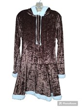 Vtg Sugar Sugar Dreamgirl Brown Velour Dress With Hood Large Costume Adult