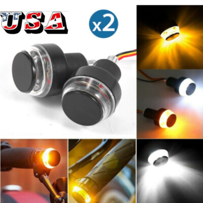 2PCS&Motorcycle Turn Signal LED Light Indicator Blinker Handle Bar End Handlebar