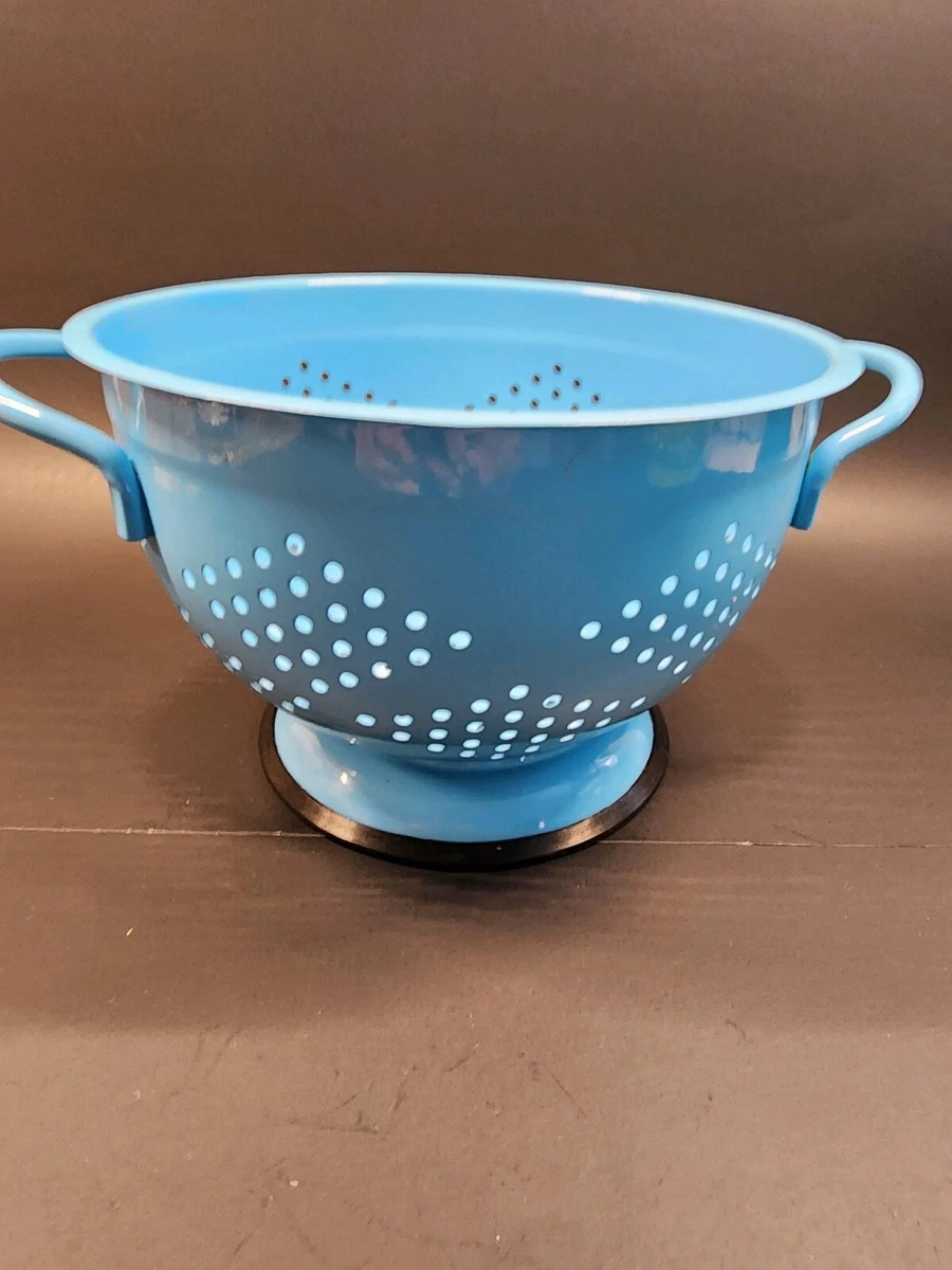 Medium Blue Enamal Metal Colander with Handles eBay