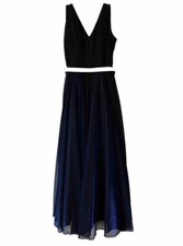 Stephen's Bridal Women's Maxi Formal Dress Sz 10 Navy Blue Rhinestone Belt Prom