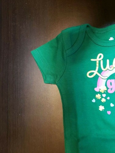 GIRLS INFANT LUCKY GIRL GREEN RAINBOW BODYSUIT SIZE 3-6 MONTHS NWT PATRICK - Picture 4 of 10
