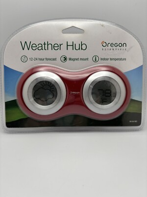 Oregon Scientific Weather Hub Red 12-24 Hour Forecast Magnet Mount Indoor Temp
