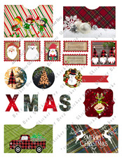 Whimsical Christmas Collage Sheet Supplies Scrapbooks Junk Journal Card Making